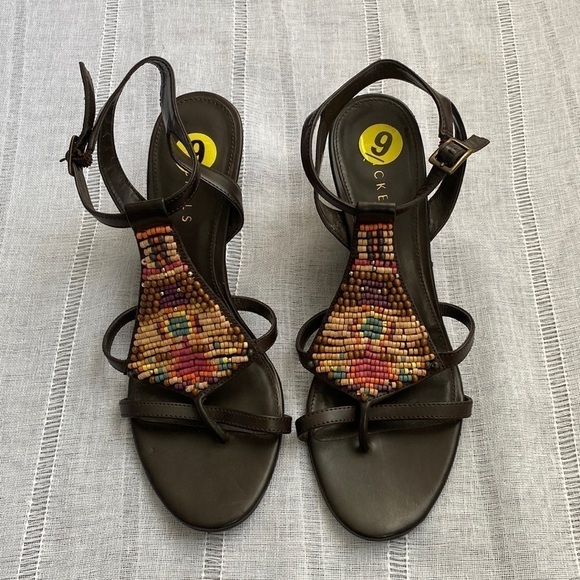 Nickels NWOT Bohemian beaded wedge sandals. - Picture 1 of 13